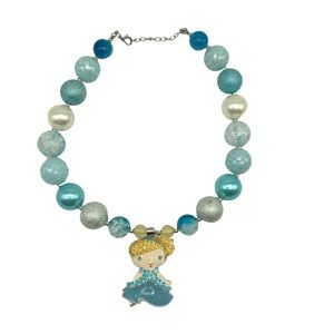 Chunky bead DISNEY Cinderella Rhinestone statement necklace 19” A5